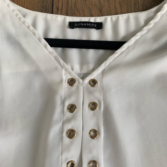 (2/$10) Dynamite Blouse with Gold LaceUp Detail - Picture 3 of 5